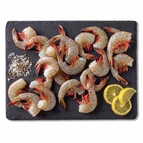 wholesale gulf shrimp, headless on tray